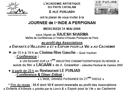 Invitation  la journe de l'Inde