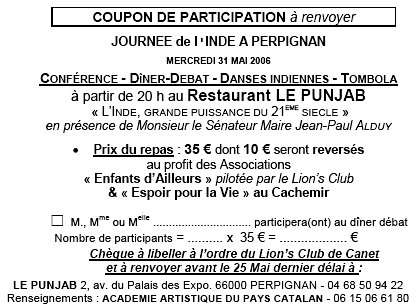 Invitation  la journe de l'Inde